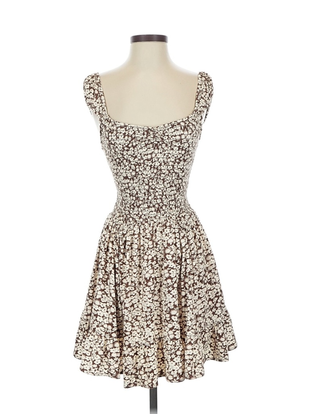 Urban Outfitters Brown Floral Square-Neck Sundress